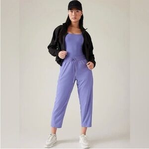 ATHLETA arrival pant cropped travel wide leg pull on periwinkle blue size 12